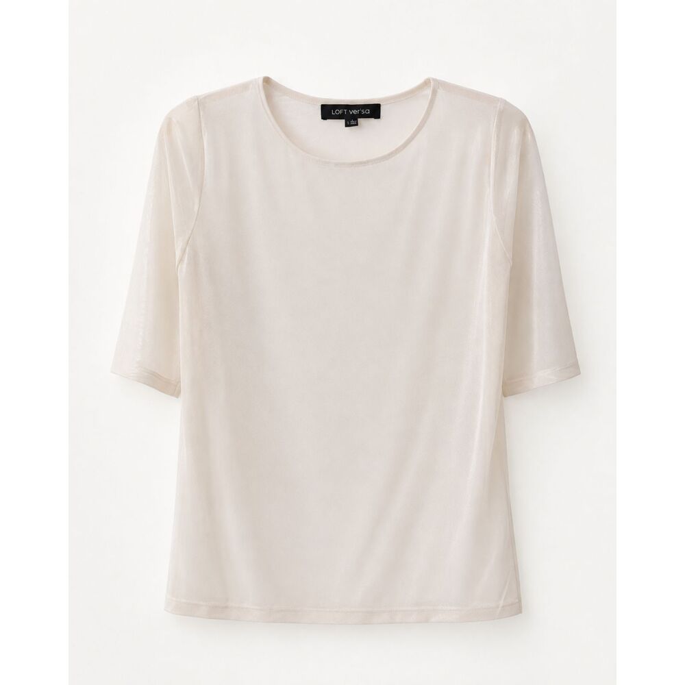 LOFT Versa Sheer Mesh Top Size Small
 Short Sleeve Tee